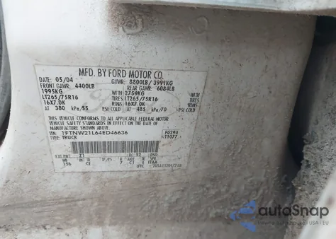 2004 Ford F-250 Lariat/Xl/Xlt z USA, uszkodzony, nr VIN 1FTNW21L64ED46636